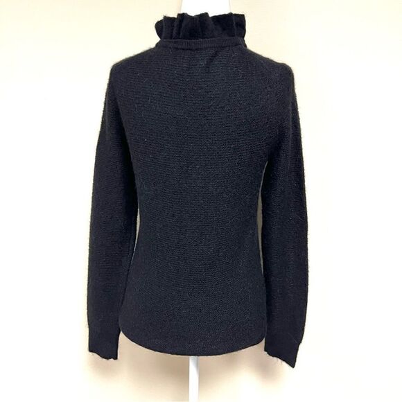J Crew alpaca blend black sweater with ruffled color S - Picture 7 of 10
